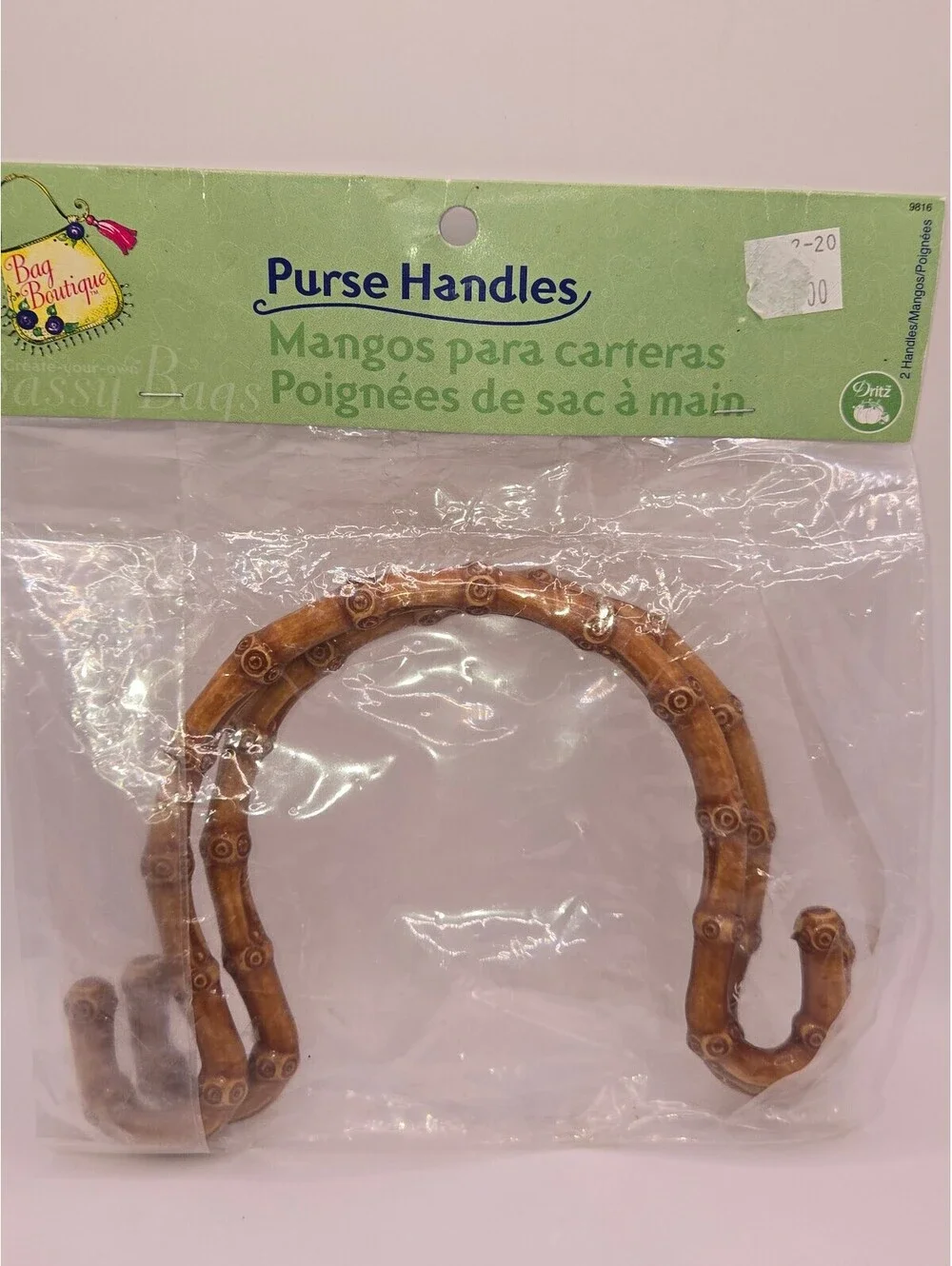 Vintage Boutique Bamboo Style Purse Handles for Handmade Bags, 7